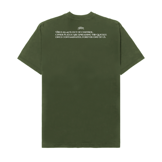 CIPHER "VIRUS 115-45" OLIVE GREEN TEE OVERSIZED