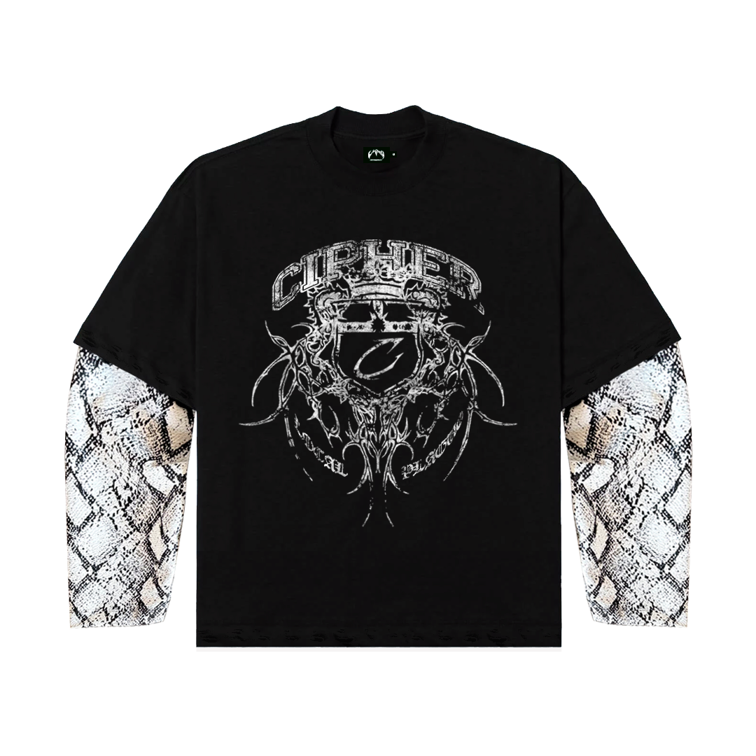 CIPHER "SNAKE" BLACK LONG-SLEEVE TEE