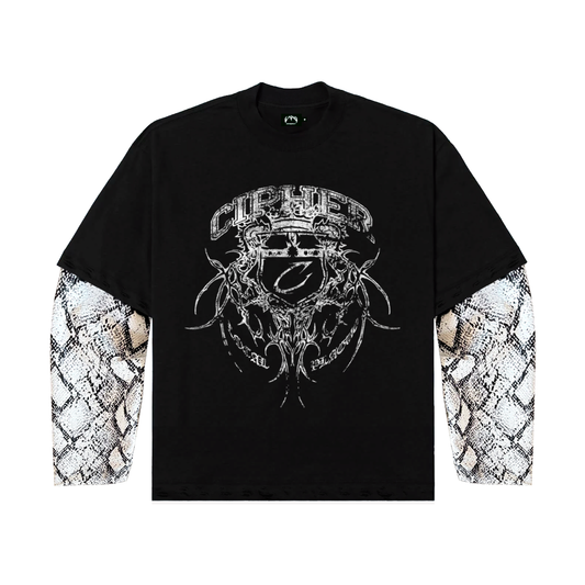CIPHER "SNAKE" BLACK LONG-SLEEVE TEE